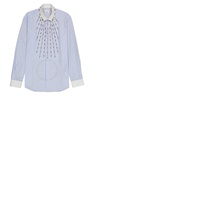 버버리 Burberry Pale Blue Stripe Carterton Crystal-embellished Dress Shirt 8026172