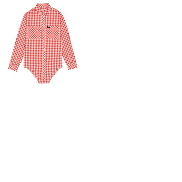 버버리 버버리 Burberry Gingham Cotton Cut-out Hem Oversized Shirt 4563040