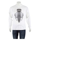 버버리 Burberry Mens Optic White Swan Print Cut-out T-shirt 4563792
