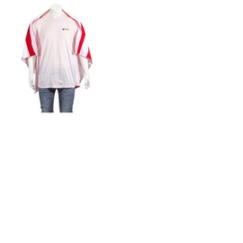 버버리 Burberry Mens Pale Pink Striped Cape Detail Cotton Oversized T-shirt 4563754