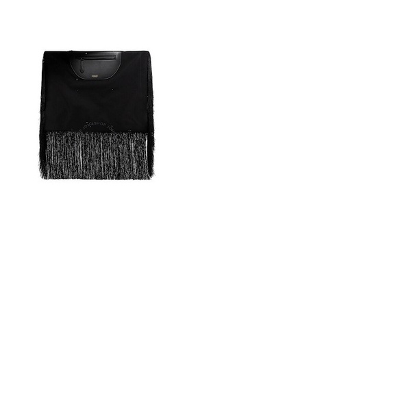 버버리 버버리 Burberry Ladies Black Fringe Leather Olympia Scarf Flat Clutch 8047203