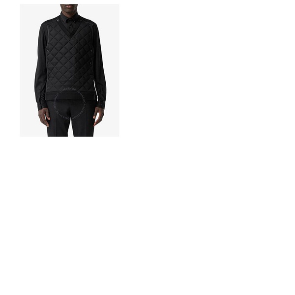 버버리 버버리 Burberry Mens Black Detachable Quilted Panel Formal Shirt 4565110