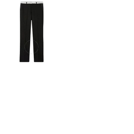 버버리 Burberry Mens Black Classic Fit Lambskin Detail Wool Tailored Trousers 8028416