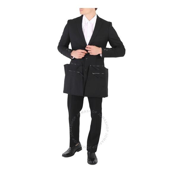 버버리 버버리 Burberry Mens Black Slim Fit Zip-cut Wool Twill Jacket 4563493