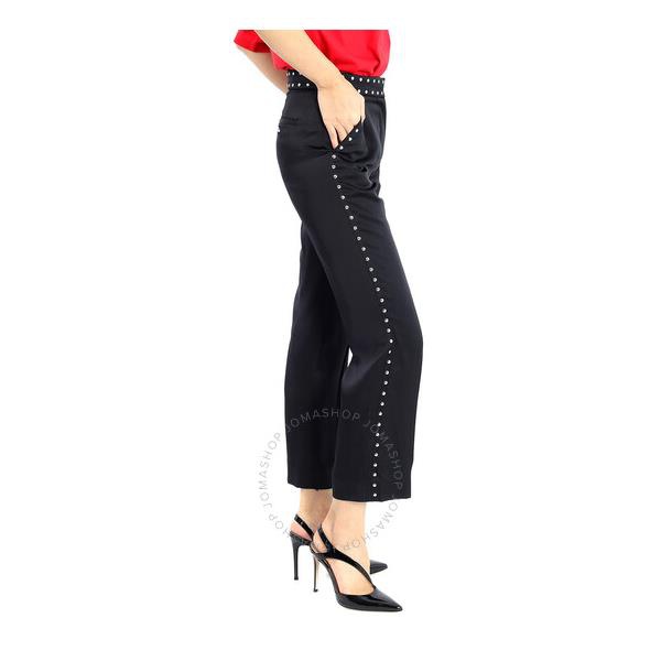버버리 버버리 Burberry Black Silk Satin Studded Tailored Trousers 8014275