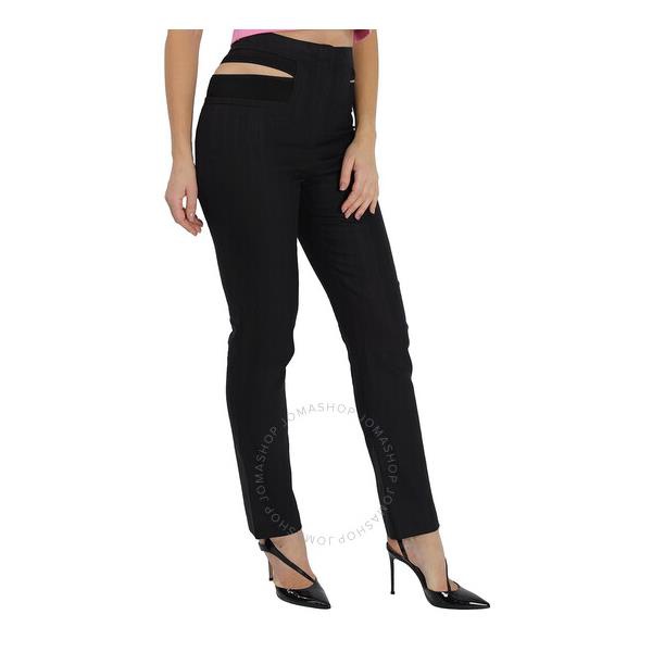 버버리 버버리 Burberry Ladies Black Pinstripe Functional Twill Remodeled Trousers 4564306