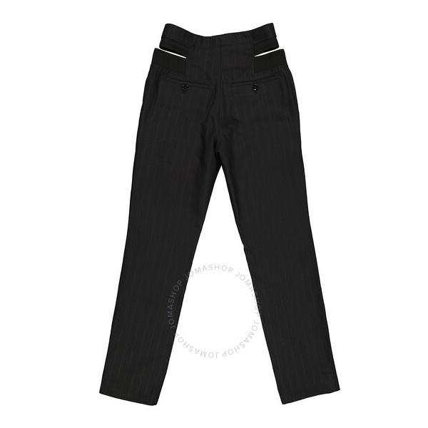 버버리 버버리 Burberry Ladies Black Pinstripe Functional Twill Remodeled Trousers 4564306