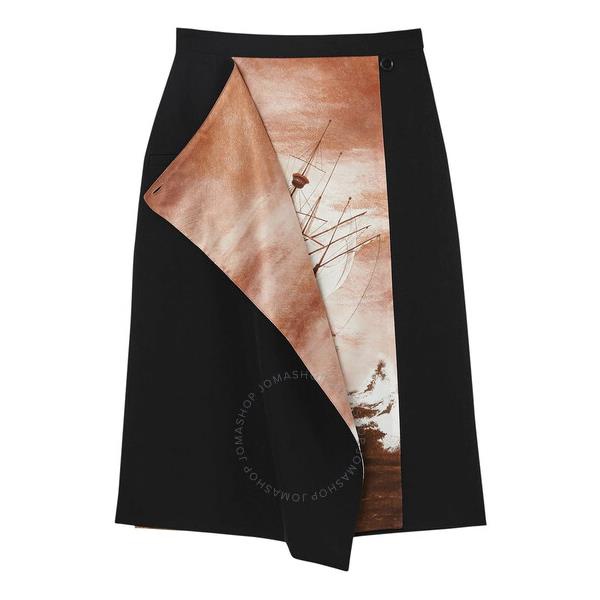 버버리 버버리 Burberry Ladies Ship Print Silk Panel Wool Pencil Skirt 4561700