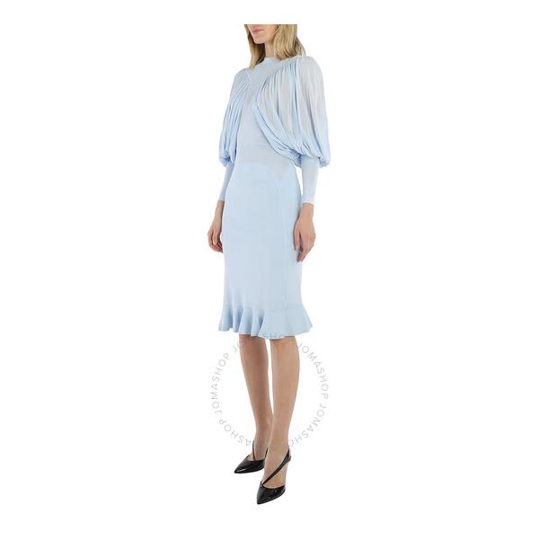 버버리 버버리 Burberry Ladies Pale Blue Puff-sleeve Jersey Dress 4564336