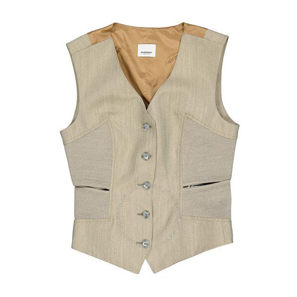 버버리 버버리 Burberry Ladies Grey Cut-out Detail Technical Wool Waistcoat 4564117