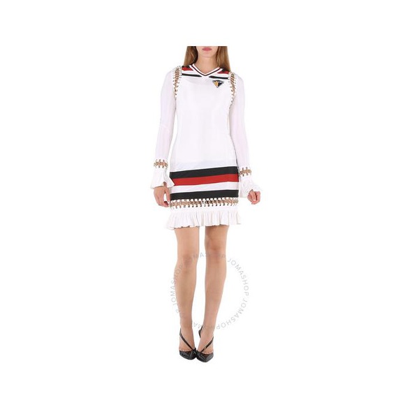 버버리 버버리 Burberry White Ring-pierced Striped Stretch Jersey Mini Dress 4562557