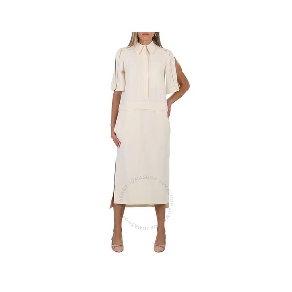버버리 버버리 Burberry Split Detail Silk Wool Shirt Dress In Off White 8001553