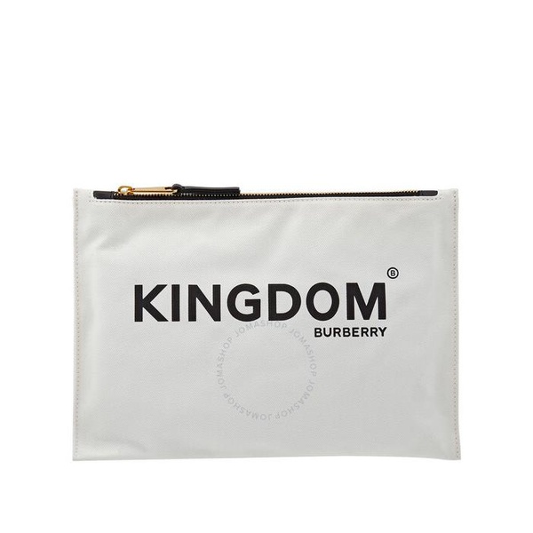 버버리 버버리 Burberry Open Box - Medium Kingdom Print Cotton Pouch In Chalk White 8010820