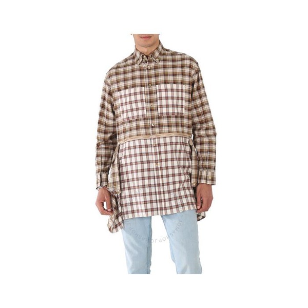버버리 버버리 Burberry Mens Dark Olive Check Zipped Hem Check Flannel Shirt 4565494
