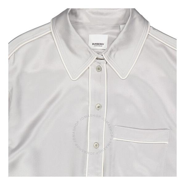 버버리 버버리 Burberry Ladies Light Pebble Grey Silk Satin Shirt 8029536
