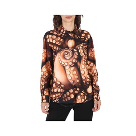 버버리 Burberry Silk Twill Octopus Print Long-sleeve Oversized Shirt 4562406