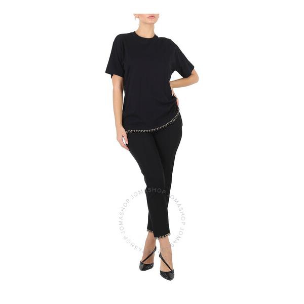 버버리 버버리 Burberry Ladies Black Ring-pierced Cotton Oversized T-shirt 8017145