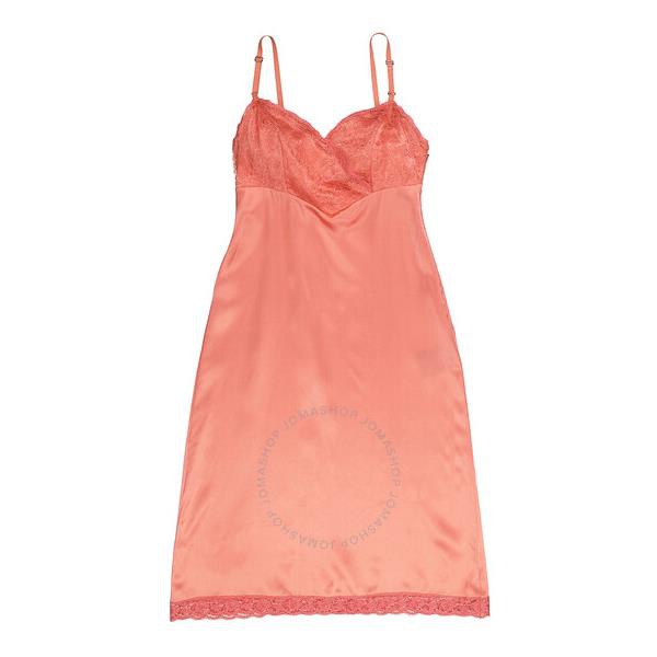 버버리 버버리 Burberry Coral Red Chantilly Lace Trim Silk Slip Dress 4547110