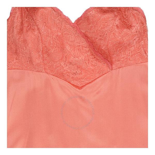버버리 버버리 Burberry Coral Red Chantilly Lace Trim Silk Slip Dress 4547110