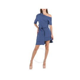 버버리 Burberry Pewter Blue One-shoulder Cotton-blend Sweatshirt Dress 4546514