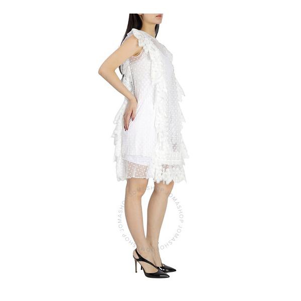 버버리 버버리 Burberry Nahla White Polka-dot And Scalloped Lace Tulle Dress 8017040