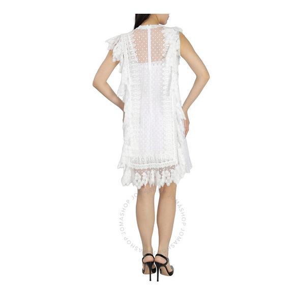 버버리 버버리 Burberry Nahla White Polka-dot And Scalloped Lace Tulle Dress 8017040