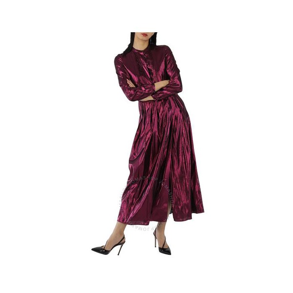 버버리 버버리 Burberry Metallic Long Sleeve Pleated Dress 4067651
