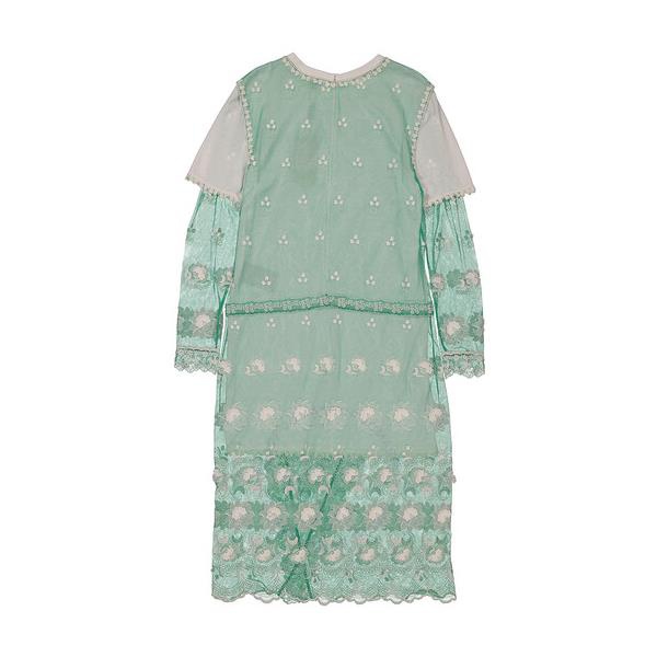 버버리 버버리 Burberry Green And White Embroidered Tulle Dress 4546768