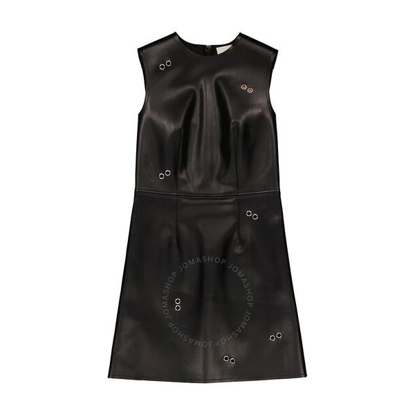버버리 버버리 Burberry Black Faux Leather Embellished Eyelet Mini Dress 8024062