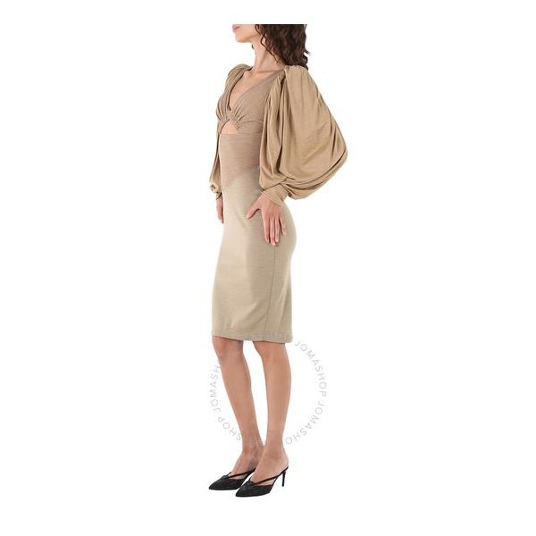 버버리 버버리 Burberry Ladies Pecan Melange Panelled Wool Silk Jersey Dress 4564140