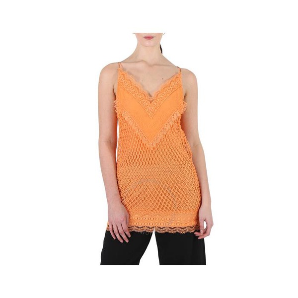 버버리 버버리 Burberry Ladies Amber Orange Fishnet And Lace Mini Dress 4567770