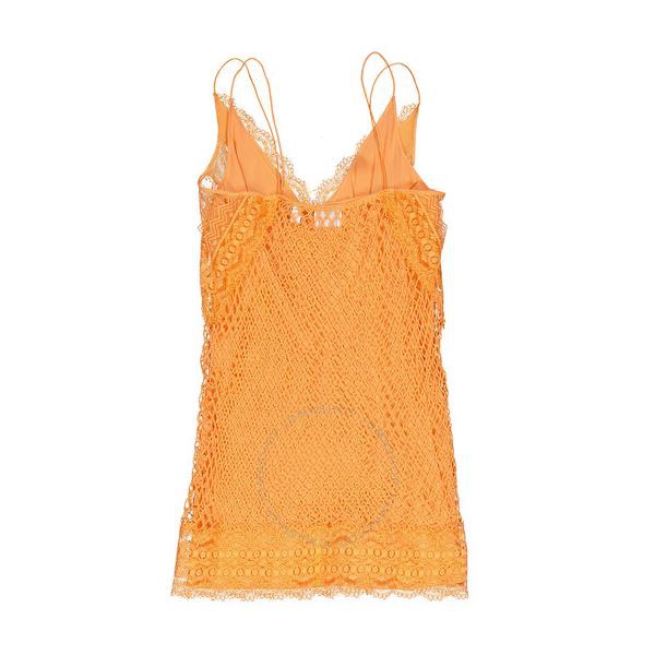버버리 버버리 Burberry Ladies Amber Orange Fishnet And Lace Mini Dress 4567770