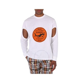 버버리 Burberry Mens White Shark Print Cotton Long Sleeve T-Shirt 4567636