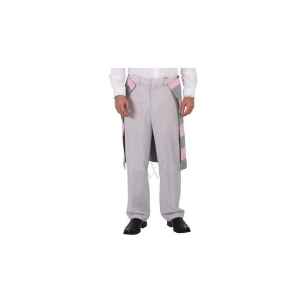 버버리 버버리 Burberry MEN'S Light Pebble Grey Striped Skirt Detail Mohair Wool Wide-leg Trousers 4563518