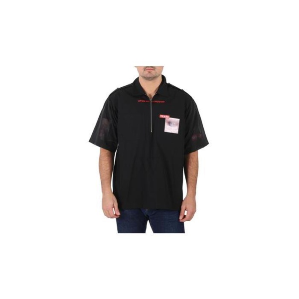 버버리 버버리 Burberry MEN'S Black Short-sleeve Montage Print Cotton Shirt 4558236