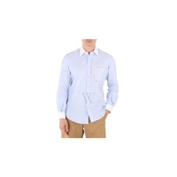 버버리 Burberry Pale Blue Cotton Lace Detail Classic Fit Oxford Shirt 4562977