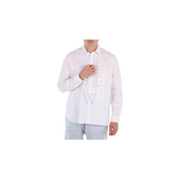 버버리 버버리 Burberry MEN'S White Cotton Oxford London Print Oversized Shirt 8026173