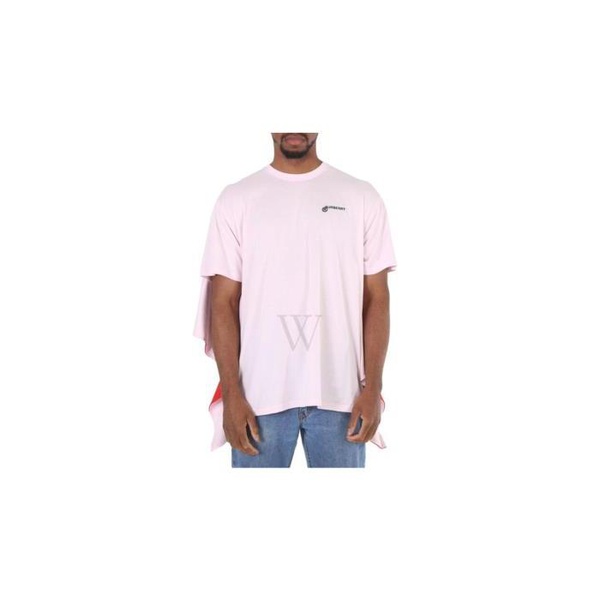 버버리 버버리 Burberry MEN'S Pale Pink Striped Cape Detail Cotton Oversized T-shirt 4563754