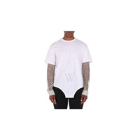 버버리 Burberry Optic White Cotton Cut-Out Hem Crystal Sleeve Oversized T-Shirt 4563750