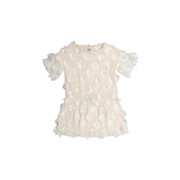 버버리 버버리 Burberry Girls Natural White Anabella Ruffle Sleeve Dress 4058041