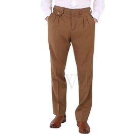 버버리 Burberry Dark Walnut Wool Twill Zip Detail Pleated Trousers 4558259