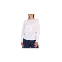 버버리 Burberry White Long-sleeved Panel Jersey Oversized Top, Brand Size 8 (US Size 6) 8014263