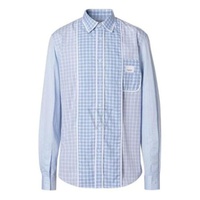 버버리 Burberry Pale Blue Pattern Caulfield Contrast Check Shirt, Size X-Small 8037263