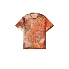 버버리 Burberry MEN'S Bright Orange Map Print Mesh T-Shirt 8054564