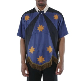 버버리 Burberry Bullion Fringing Geometric Print Silk Tunic Shirt 8045390
