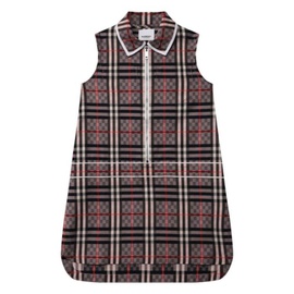 버버리 Burberry Girls Pale Rose Checkerboard Stretch Cotton Zip-Front Sleeveless Dress 8047637