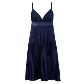 버버리 Burberry Ladies Ink Blue Empire-Line Pleated Dress 8038788