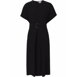 버버리 Burberry Ladies Black Eileen Satin Cape-Sleeve Midi Dress 8052016