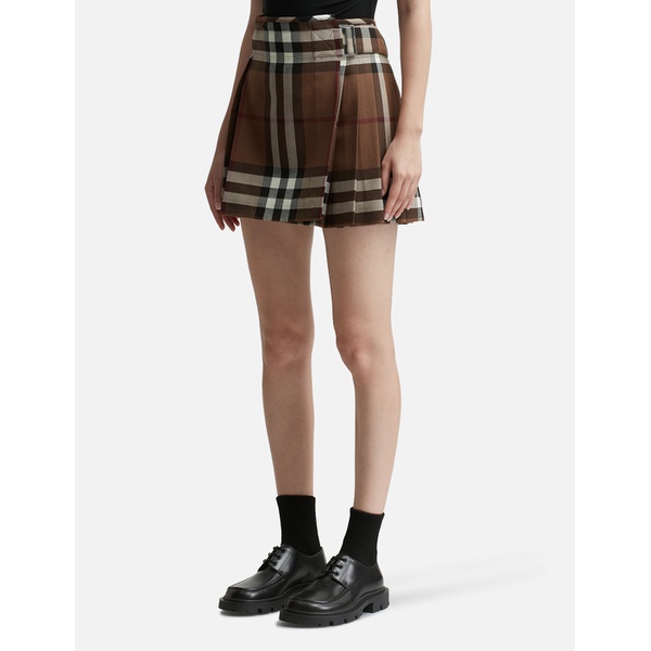 버버리 버버리 Burberry Check Wool Pleated Skirt 905130