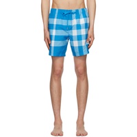 버버리 Burberry Blue Exaggerated Check Swim Shorts 231376M208004